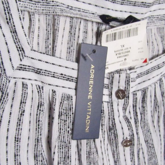 Adrienne Vittadini womens top size XL raglan sleeves white n black stripes nwt - Picture 11 of 15